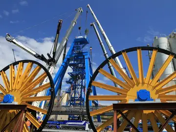 Bergbau-Fördergerüst am Schacht 5 in Sondershausen